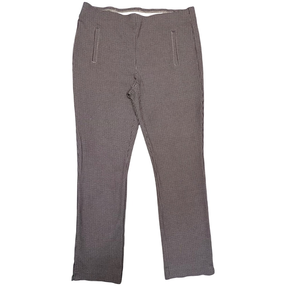 Chicos Black White Houndstooth Stretch Straight Leg Pants 1.5 Chicos (Size 10)‎